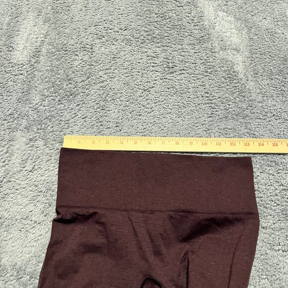 Lululemon Leggings Womens 4 In The Flow Crop Ribbed Ruched Seamless Maroon Pants - Picture 5 of 7